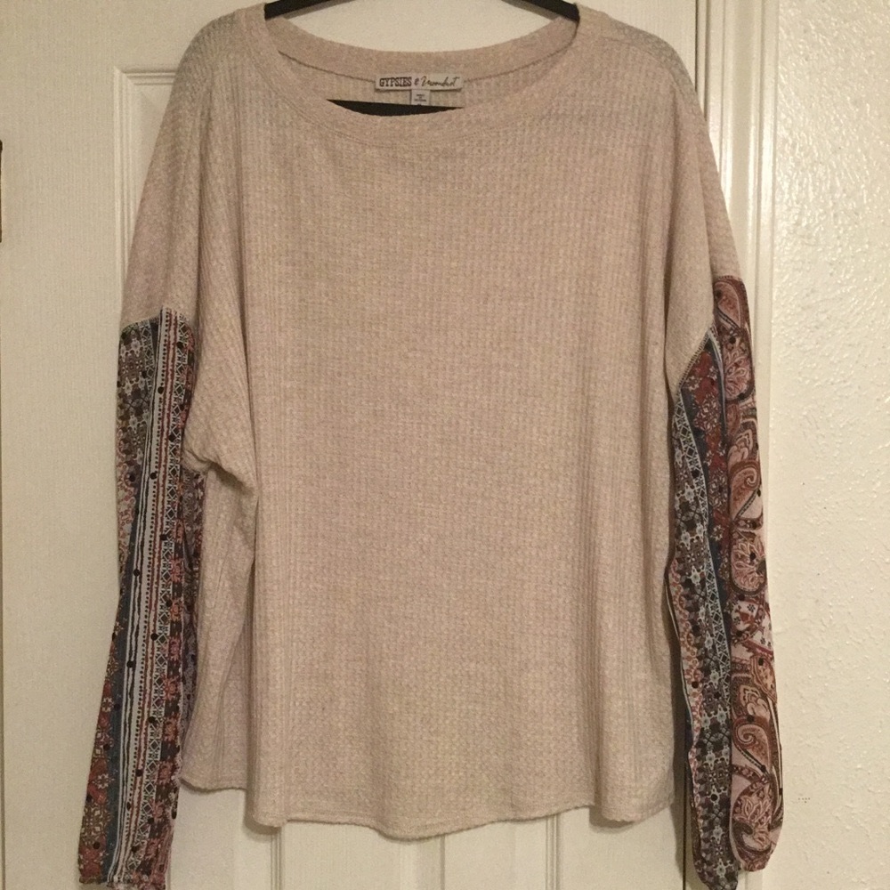 Gypsies  & Moondust Waffel knit Top, NWT